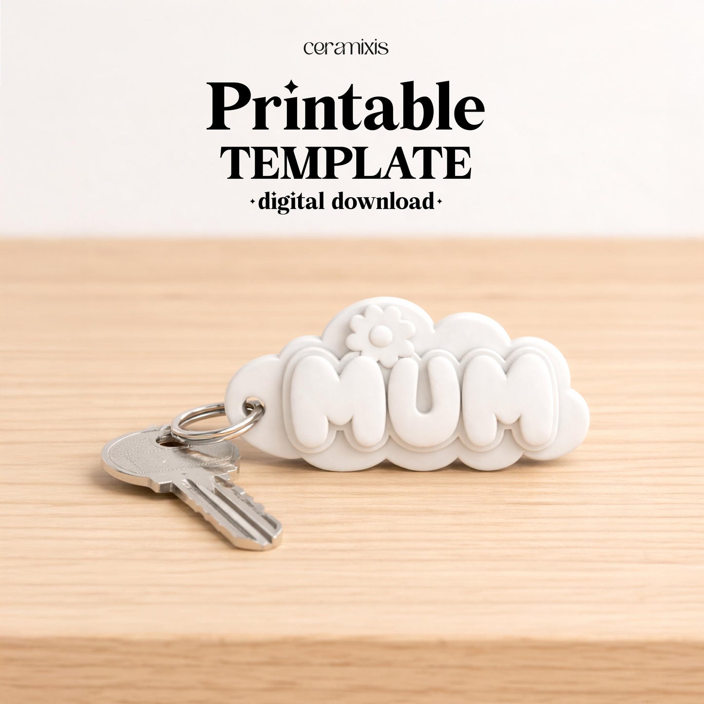 Mum Keychain Pottery Template, Ceramic Slab Building, Digital Download