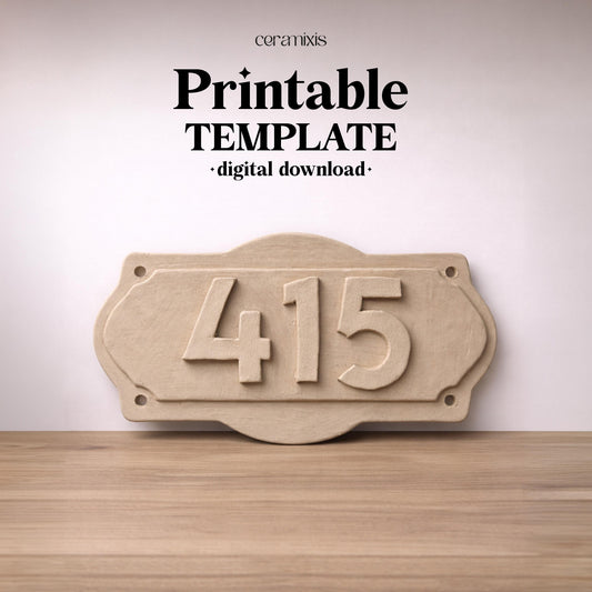 House Number Sign Pottery Template, Ceramic Slab Building, Digital Download