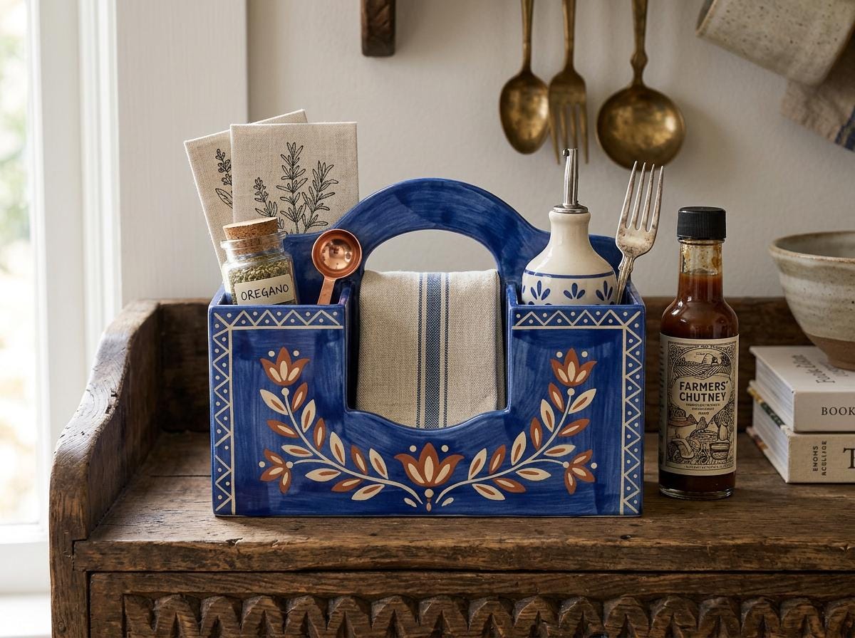 Kitchen Organizer with Handle Pottery Template, Ceramic Slab Building, Digital Download