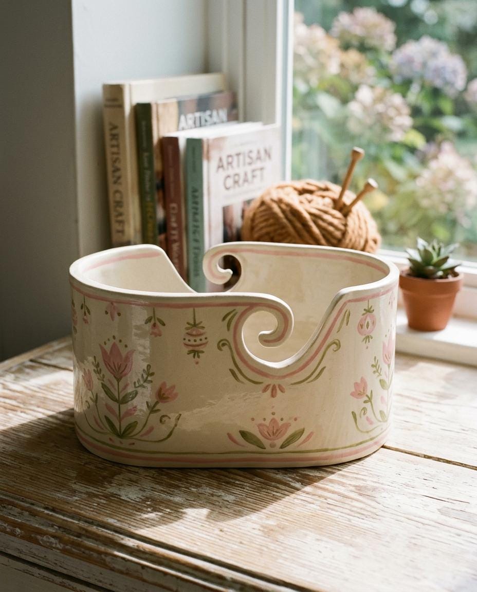 Yarn Bowl Pottery Template, Ceramic Slab Building, Digital Download