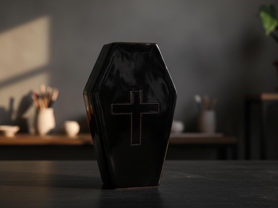 Coffin Vase Pottery Template, Halloween Decor, Ceramic Slab Building, Digital Download