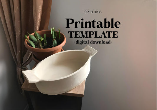 Baking Dish Pottery Template, Ceramic Slab Building, Digital Download