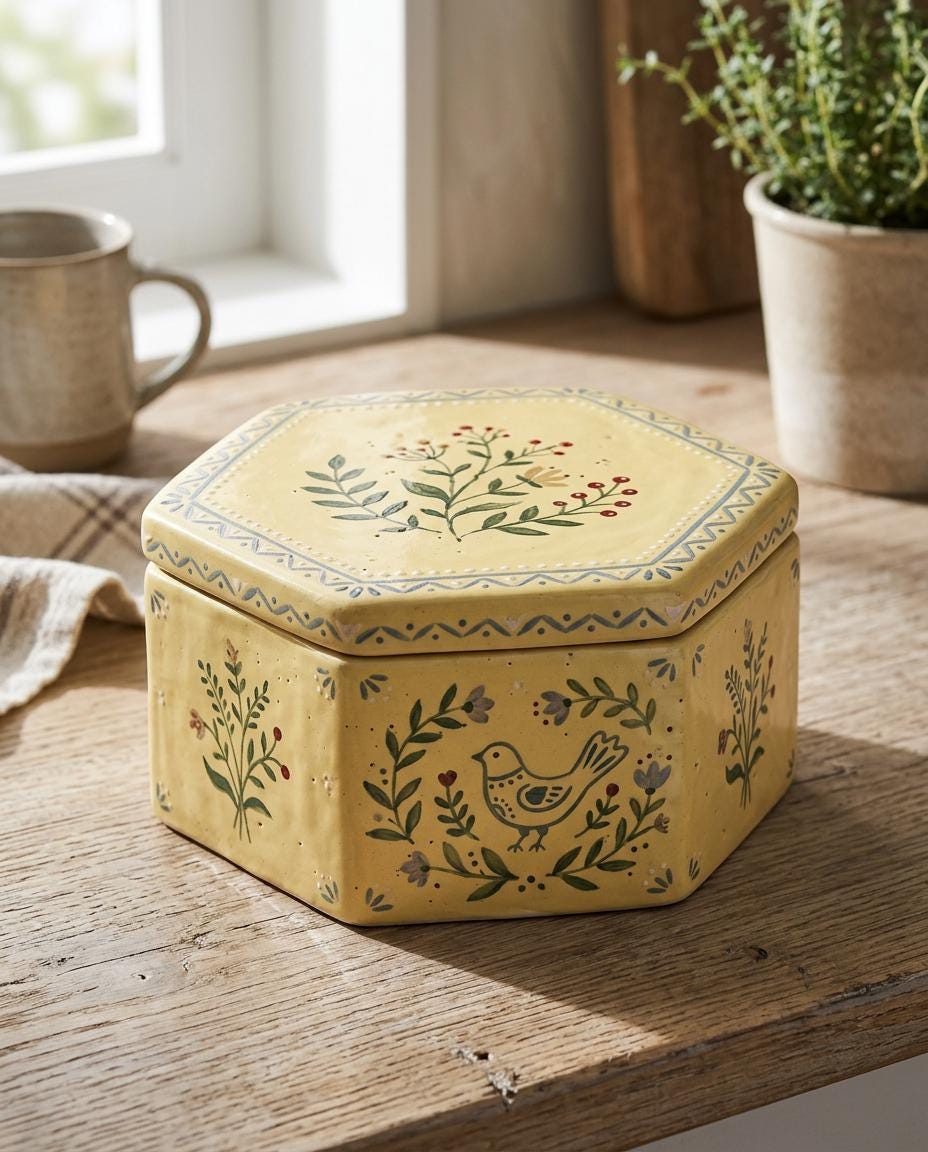 Hexagon Lidded Box Pottery Template, Ceramic Slab Building, Digital Download