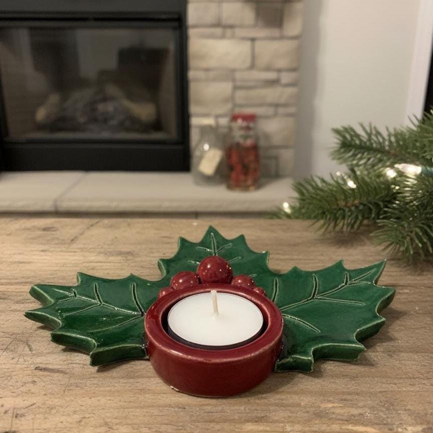 Lingonberry Candle Holder Slab Building Template | Pottery Template | Christmas Home Decor | Handbuilding | Digital Download