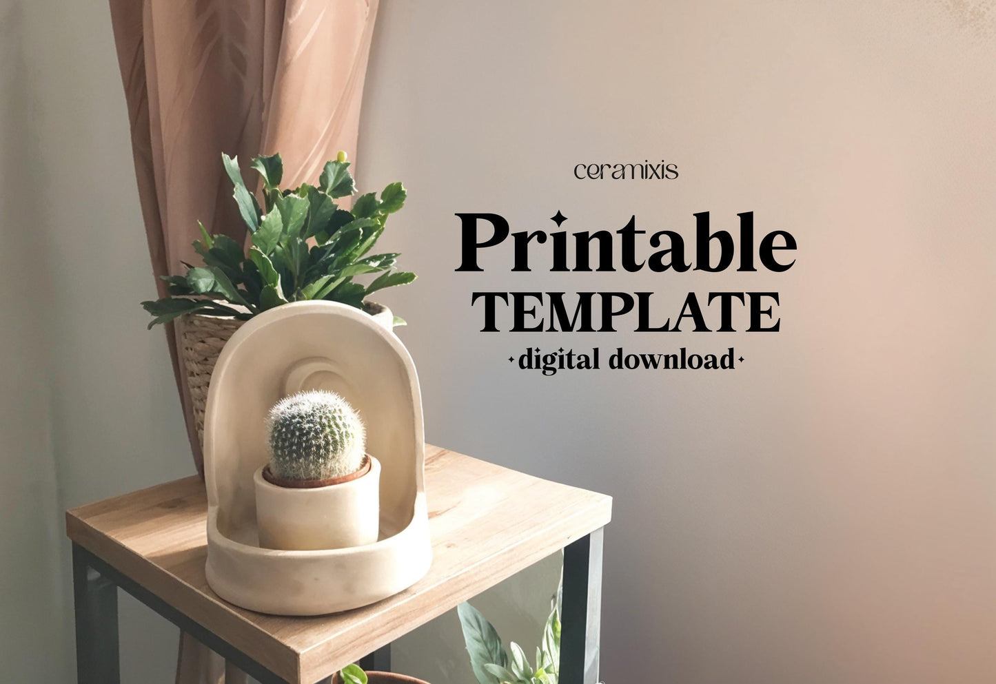 Wall Plant Shelf Pottery Template, Ceramic Slab Building, Digital Download