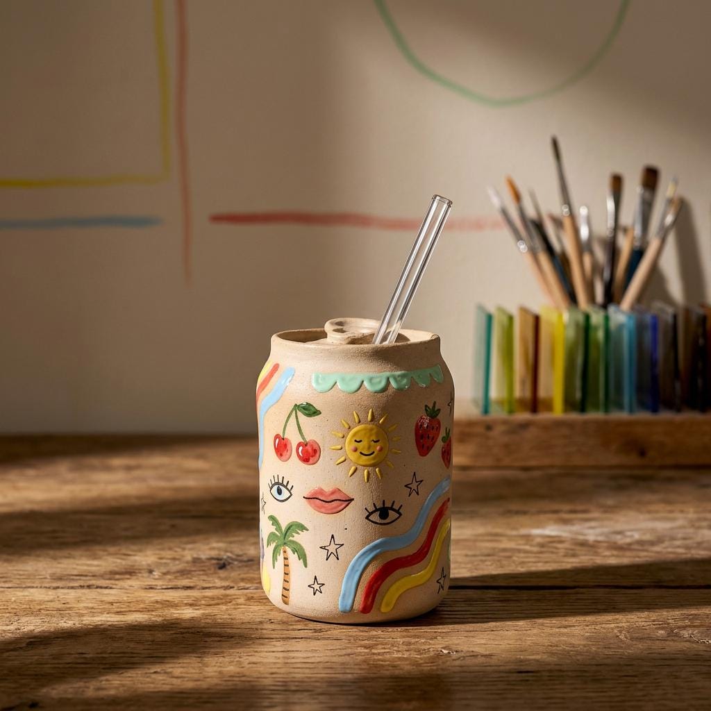 Can Cup Pottery Template, Ceramic Slab Building, Video Tutorial, Digital Download PDF