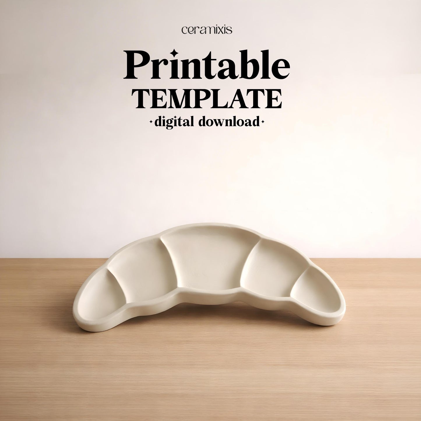 Croissant Plate Pottery Template, Ceramic Slab Building, Digital Download