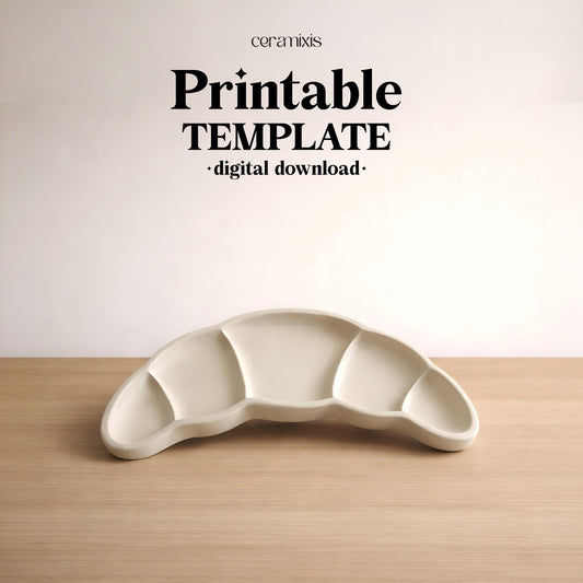 Croissant Plate Pottery Template, Ceramic Slab Building, Digital Download