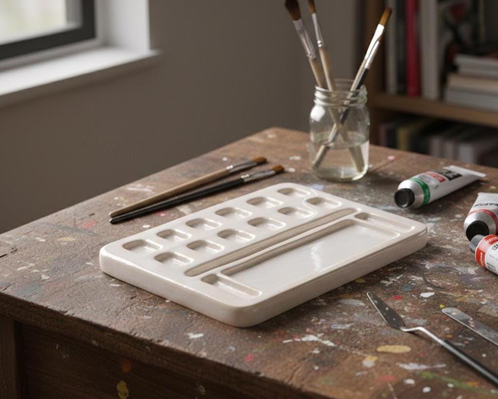Paint Palette Pottery Template, Ceramic Slab Building, Digital Download