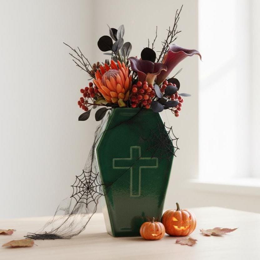 Coffin Vase Pottery Template, Halloween Decor, Ceramic Slab Building, Digital Download
