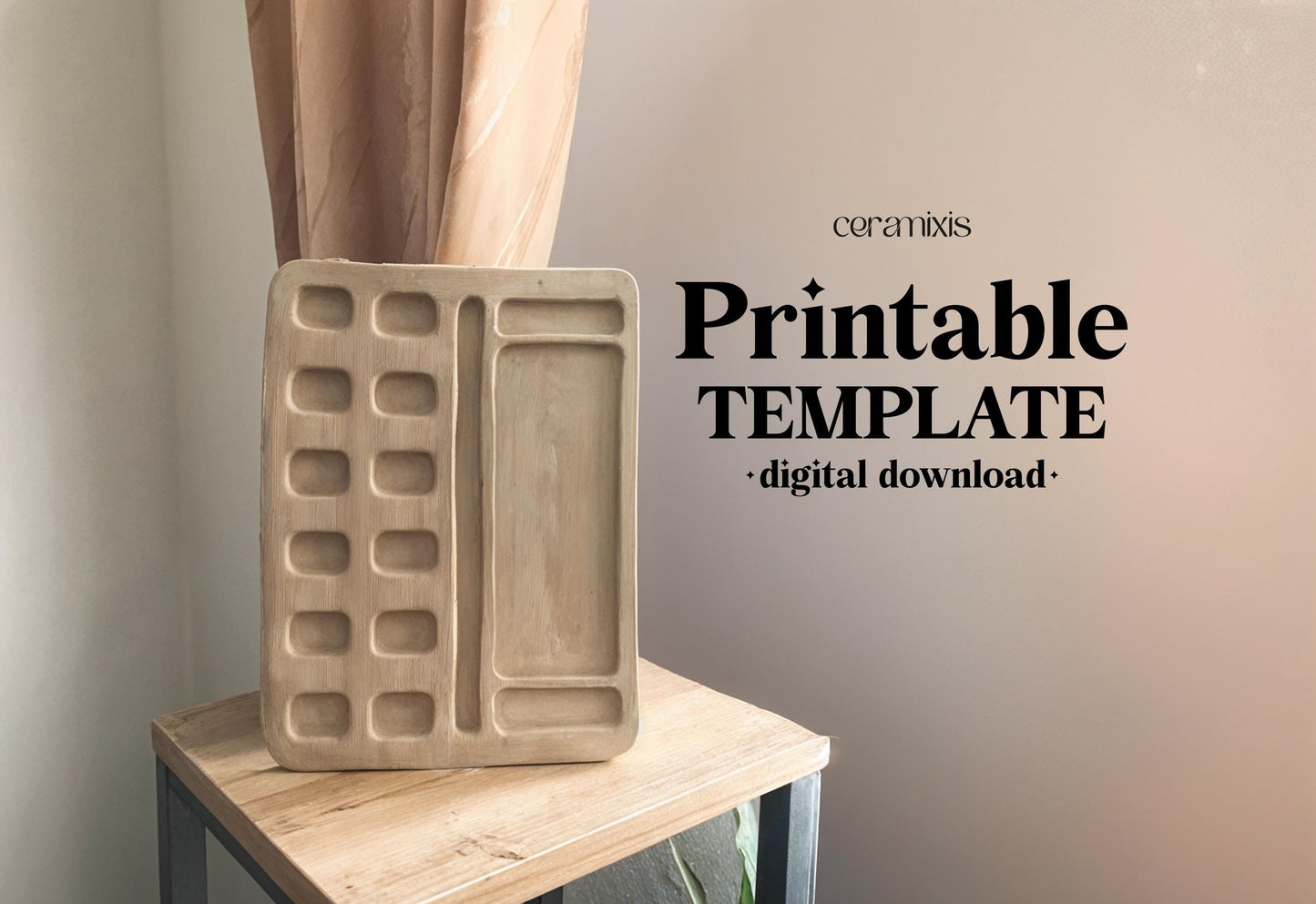 Paint Palette Pottery Template, Ceramic Slab Building, Digital Download