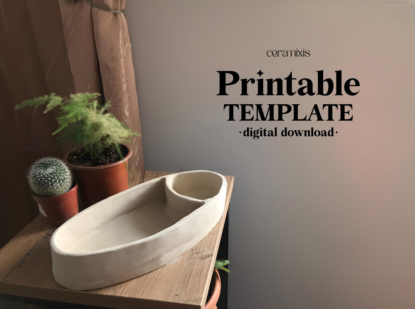 Chips and Dip Bowl Pottery Template, Ceramic Slab Building, Digital Download