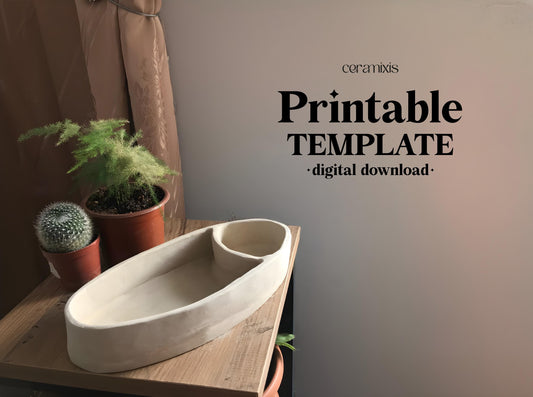 Chips and Dip Bowl Pottery Template, Ceramic Slab Building, Digital Download