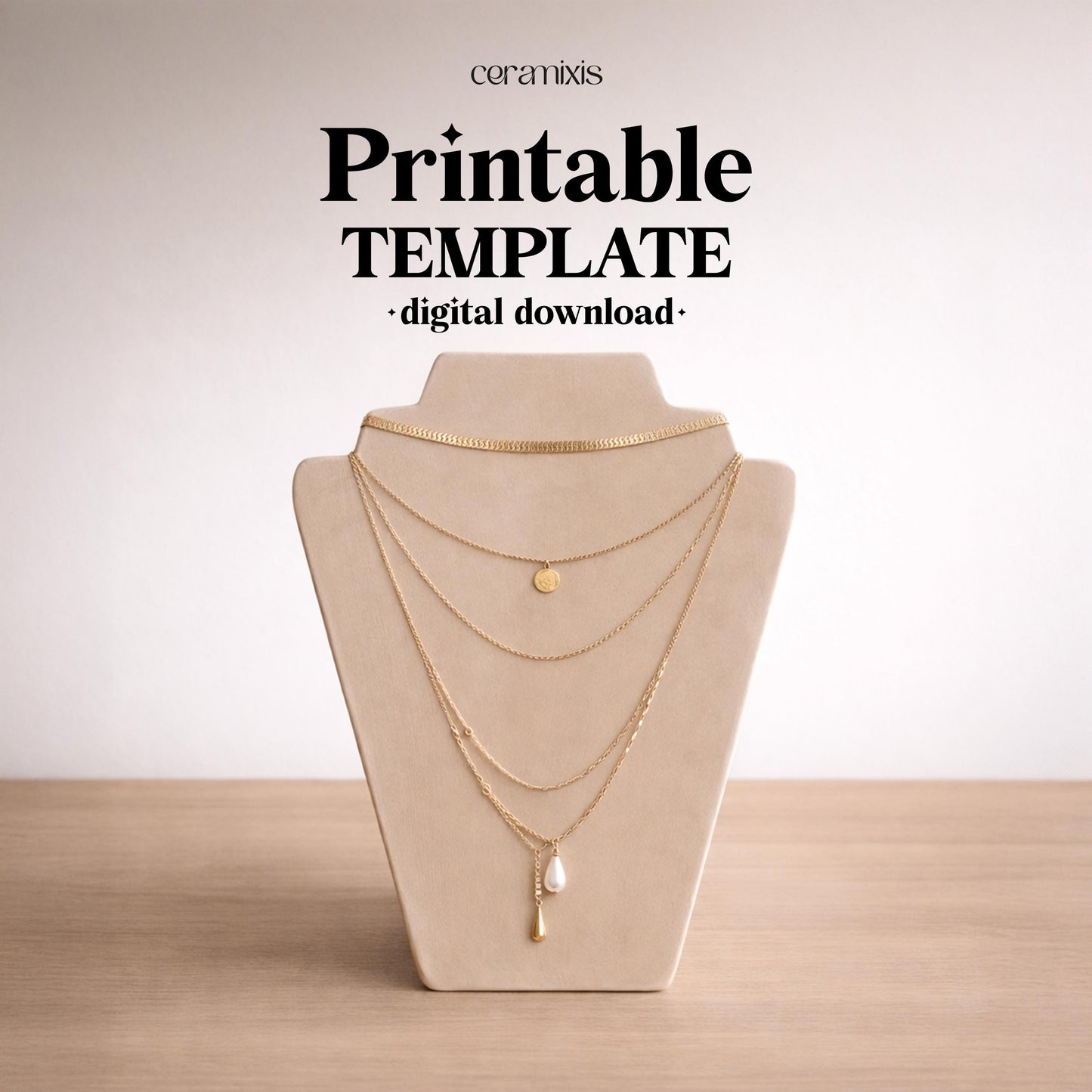 Necklace Display Pottery Template, Ceramic Slab Building, Digital Download