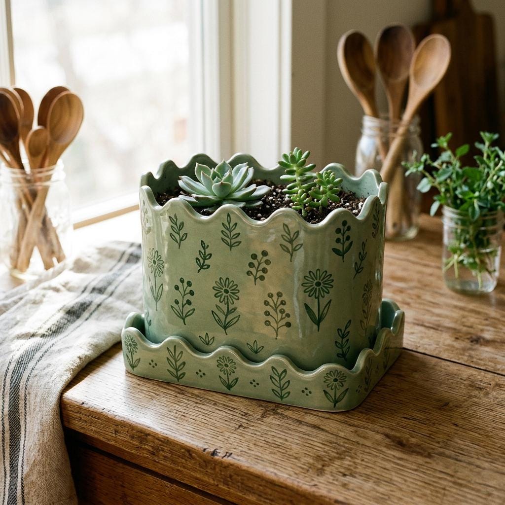 Square Planter Pottery Template, Ceramic Slab Building, Digital Download