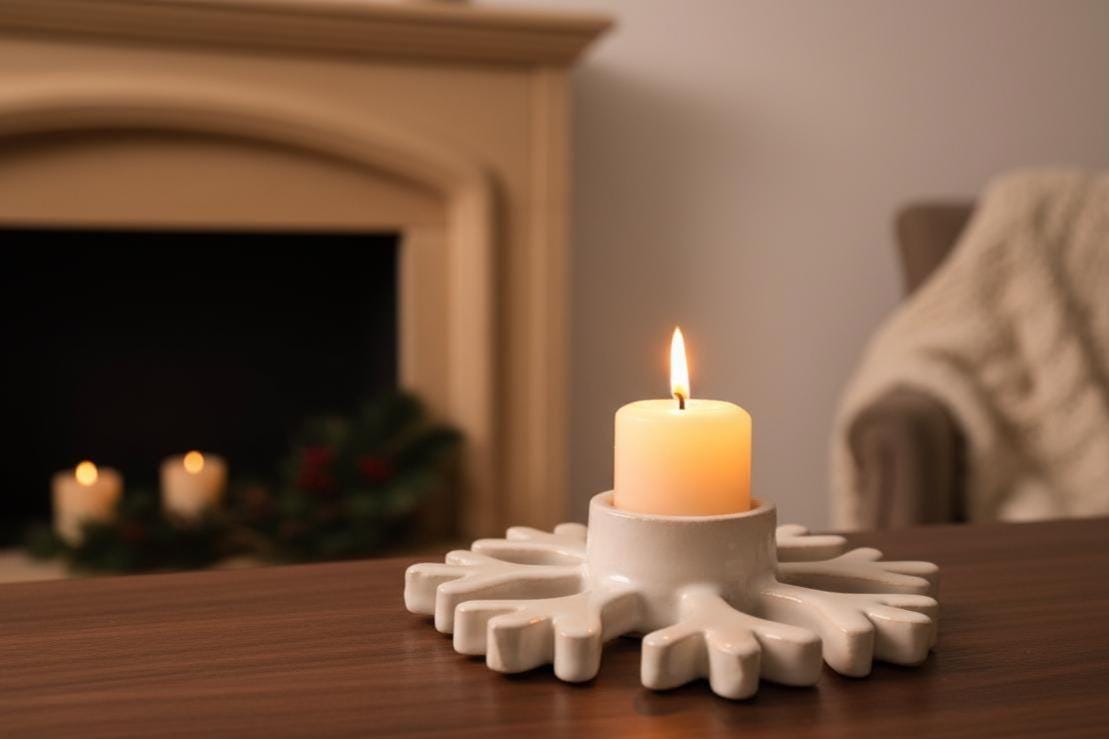 Snowflake Candle Holder Pottery Template, Ceramic Slab Building, Digital Download