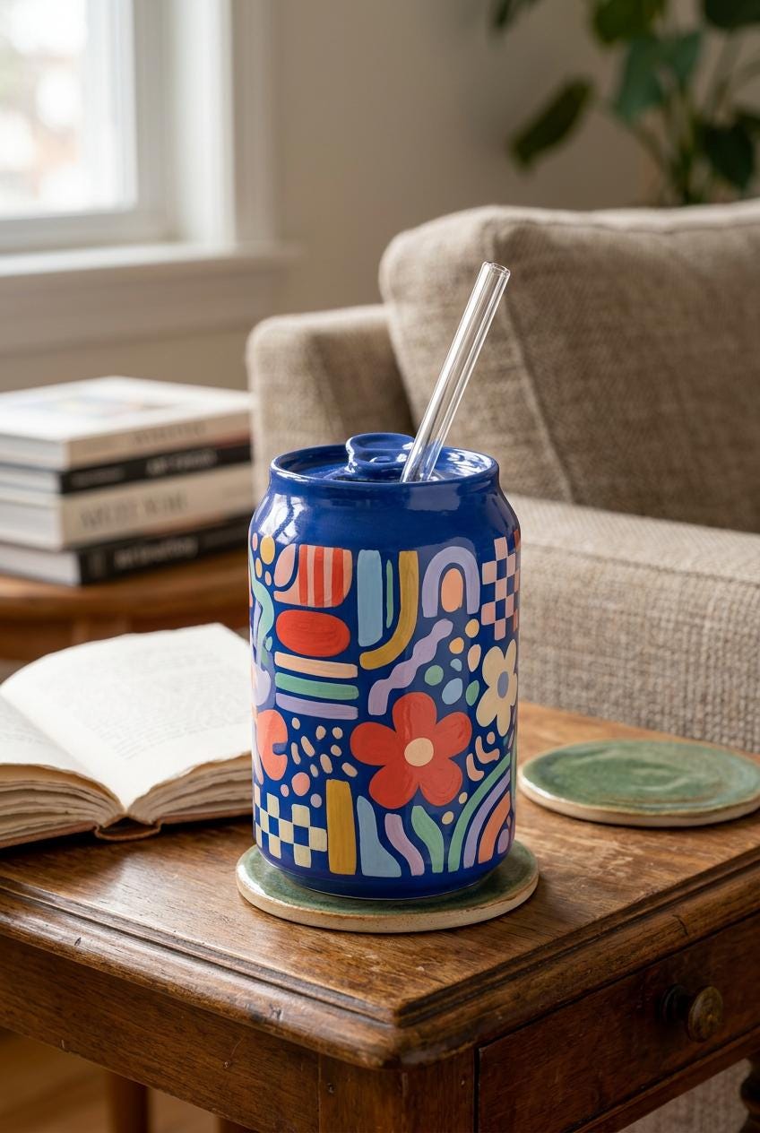 Can Cup Pottery Template, Ceramic Slab Building, Video Tutorial, Digital Download PDF