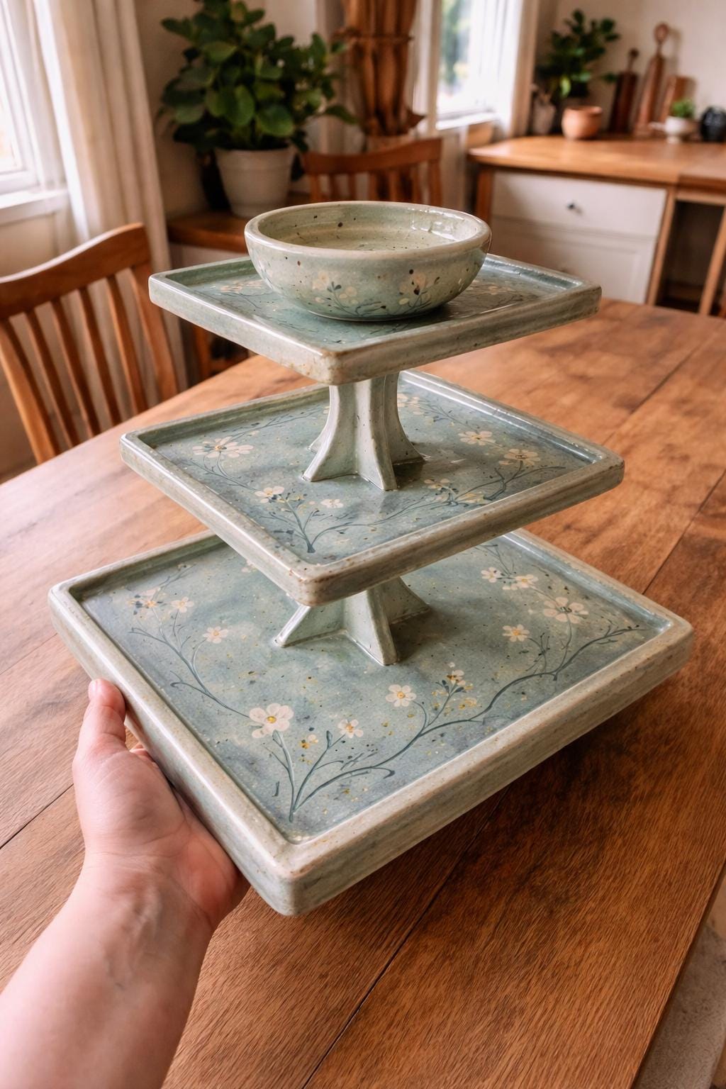 Dessert Serving Stand Pottery Template, Ceramic Slab Building, Digital Download