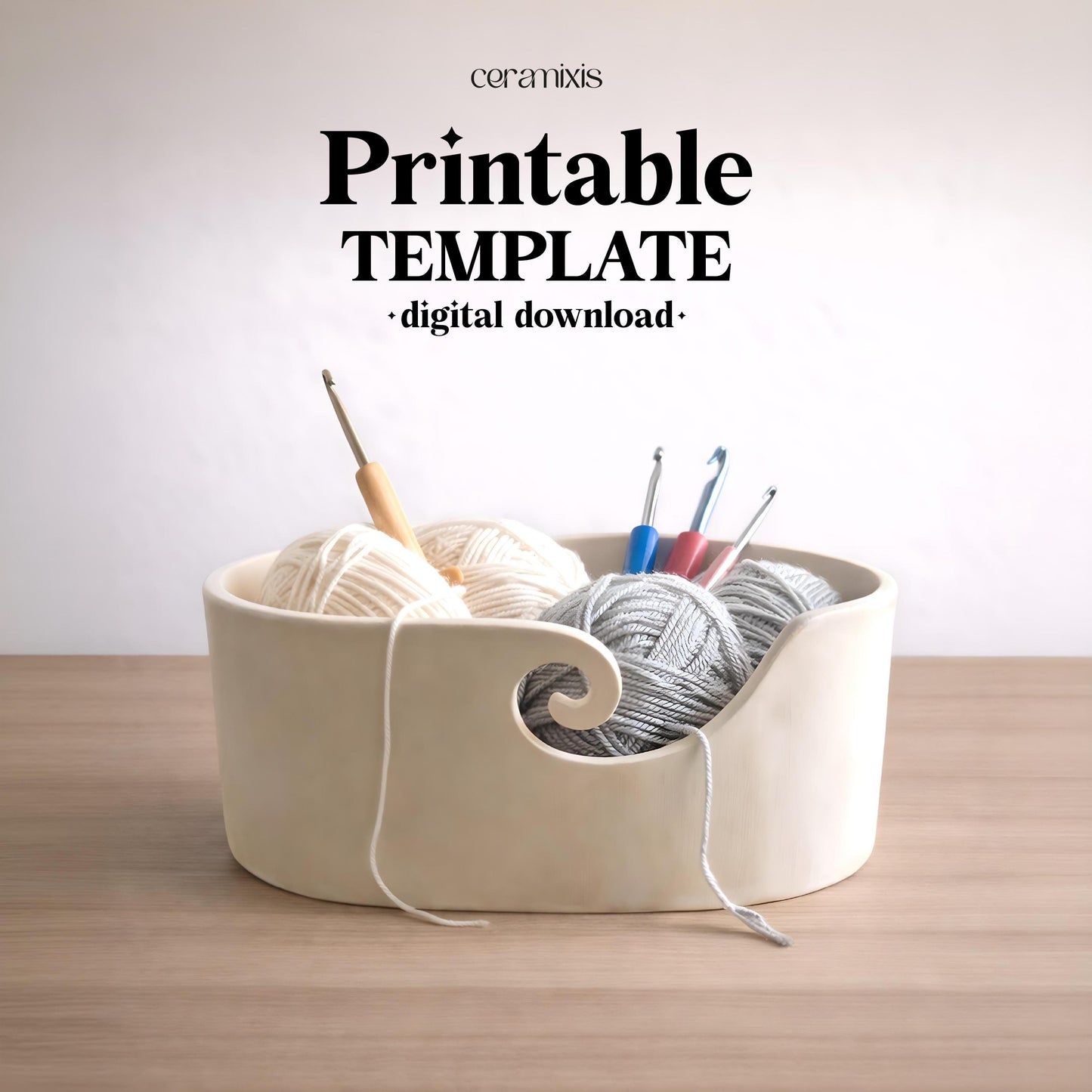 Yarn Bowl Pottery Template, Ceramic Slab Building, Digital Download