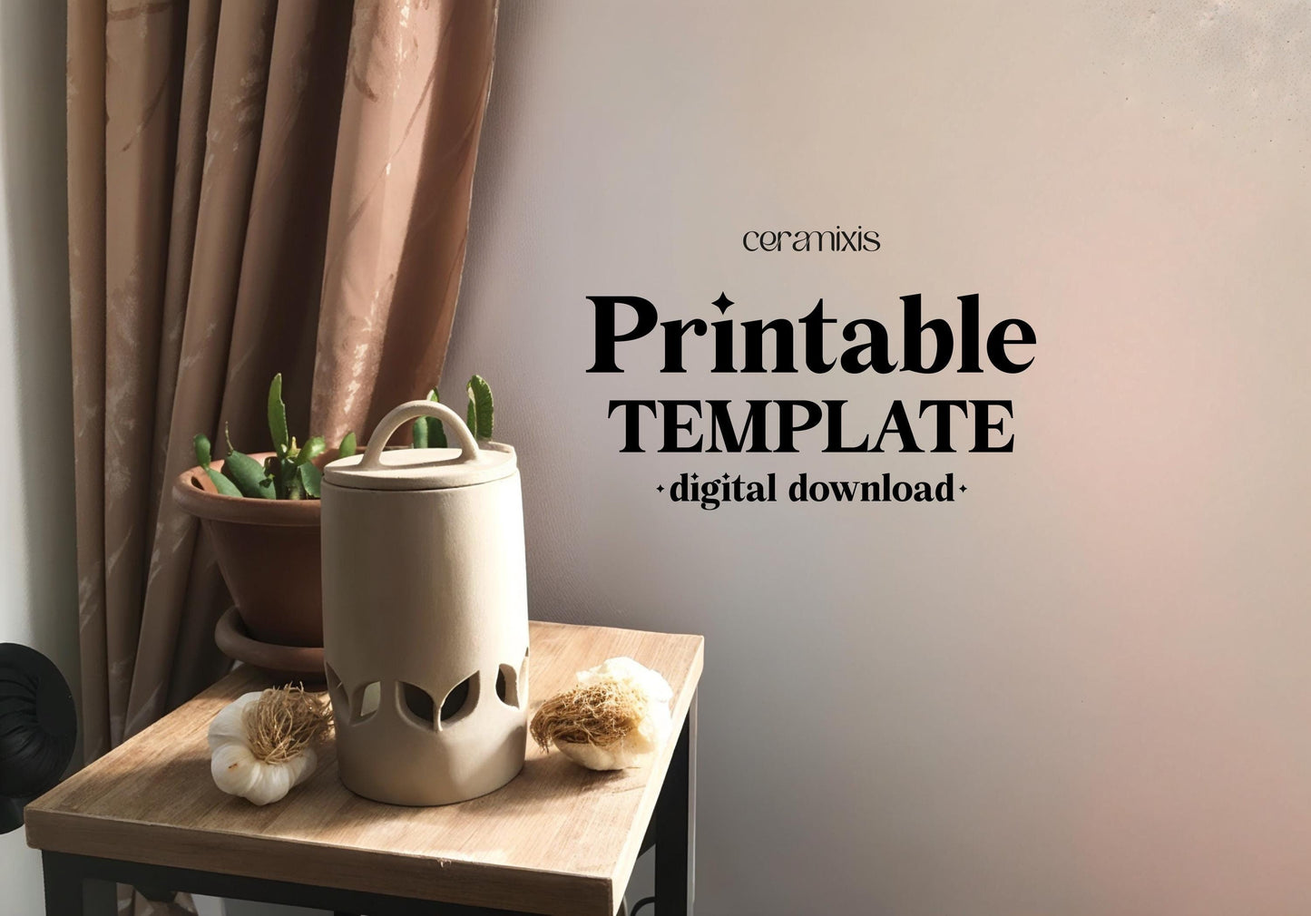 Garlic Keeper Pottery Template, Ceramic Slab Building, Digital Download