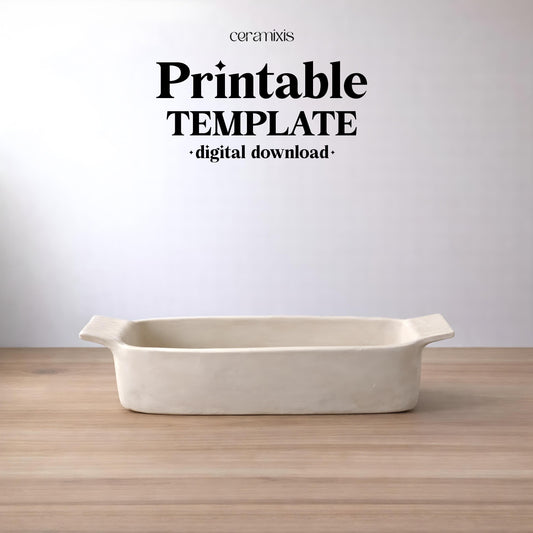 Baking Dish Pottery Template, Ceramic Slab Building, Digital Download