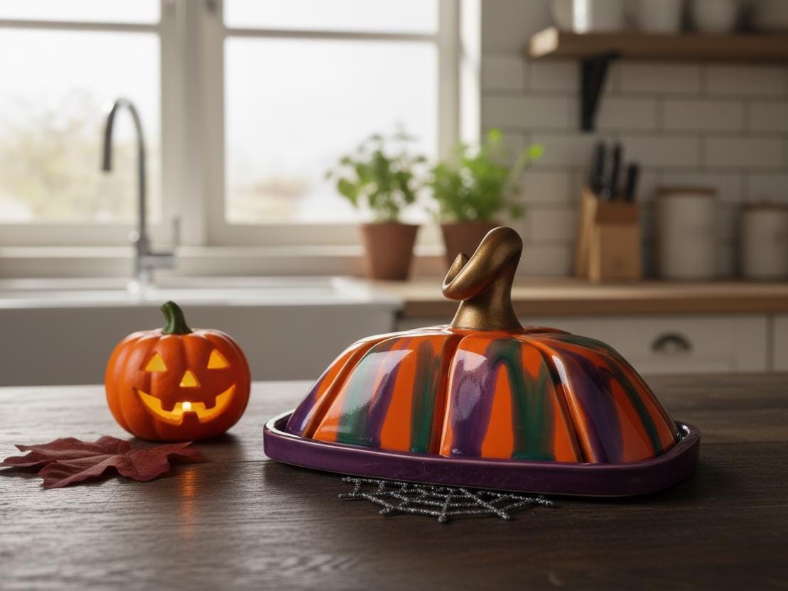 Pumpkin Butter Dish Pottery Template, Ceramic Slab Building, Digital Download