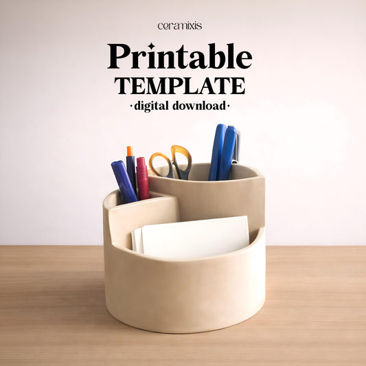 Desk Organizer Pottery Template, Ceramic Slab Building, Digital Download