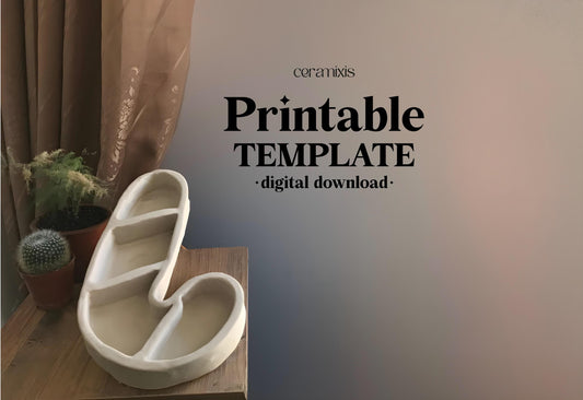 Candy Cane Divided Serving Dish Pottery Template, Ceramic Slab Building, Digital Download