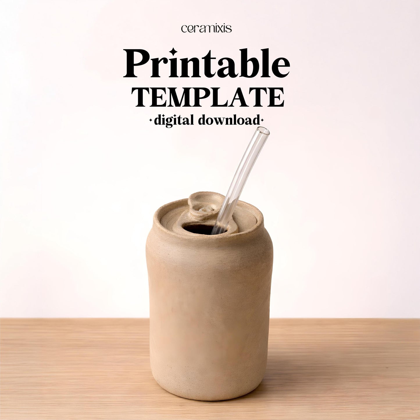 Can Cup Pottery Template, Ceramic Slab Building, Video Tutorial, Digital Download PDF