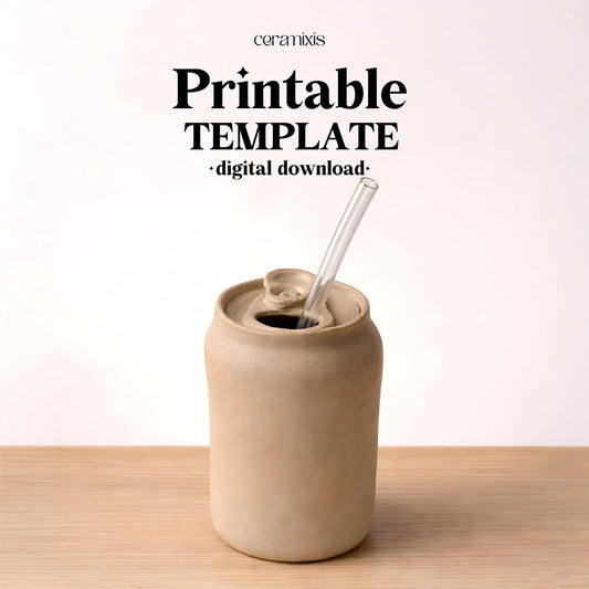 Can Cup Pottery Template, Ceramic Slab Building, Video Tutorial, Digital Download PDF