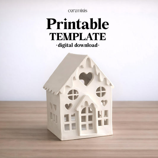 Christmas Candle Holder Pottery Template, Ceramic Slab Building, Digital Download