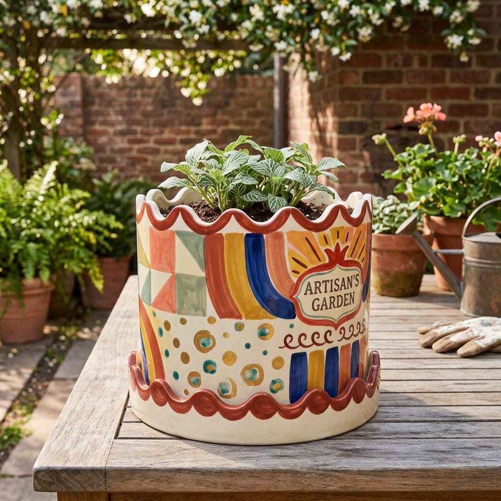 Round Planter Pottery Template, Ceramic Slab Building, Video Tutorial, Digital Download
