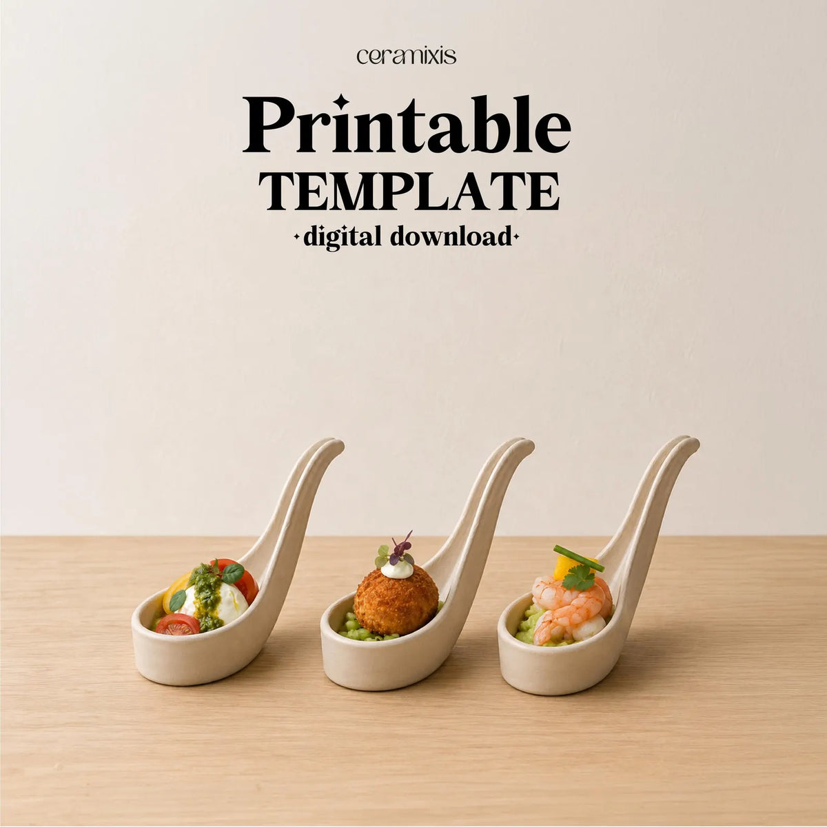 Appetizer Spoon Pottery Template, Miso Soup Spoon, Ceramic Slab Building, Digital Download