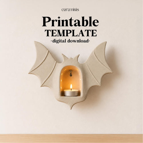 Bat Candle Holder Pottery Template, Halloween Decor, Ceramic Slab Building, Digital Download