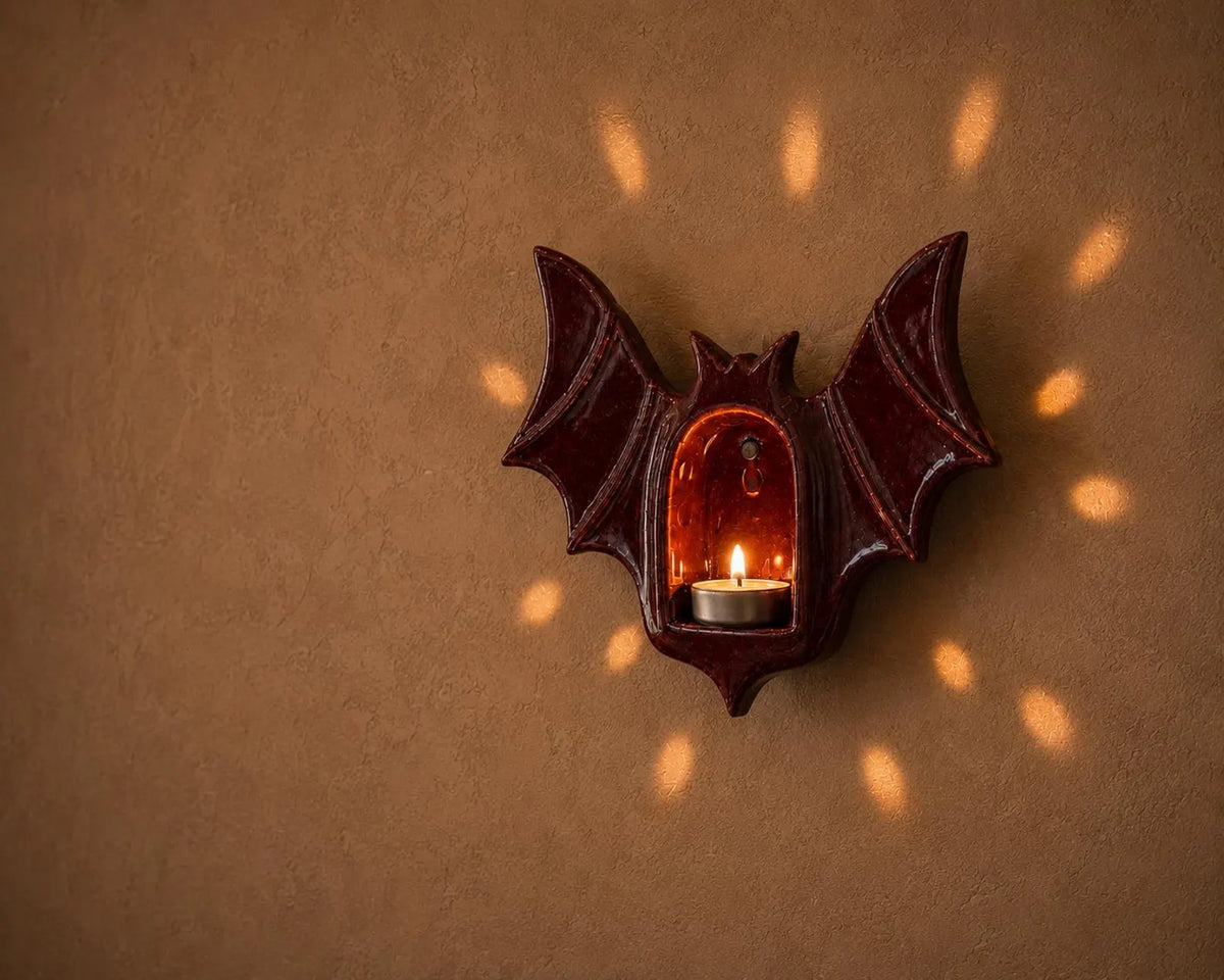 Bat Candle Holder Pottery Template, Halloween Decor, Ceramic Slab Building, Digital Download