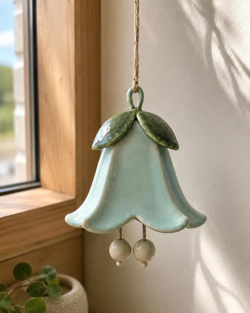 Bellflower Hanging Bell Pottery Template, Ceramic Wind Chime, Slab Building Pattern, Digital Download PDF