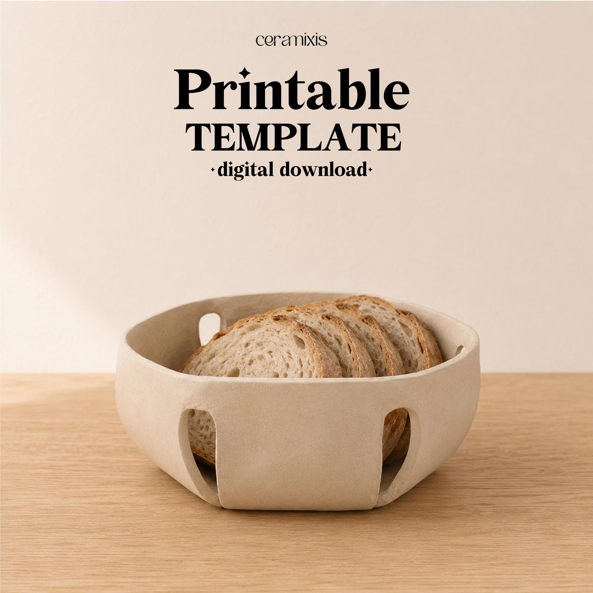 Bread Basket Pottery Template, Hexagon Basket, Ceramic Slab Building, Digital Download