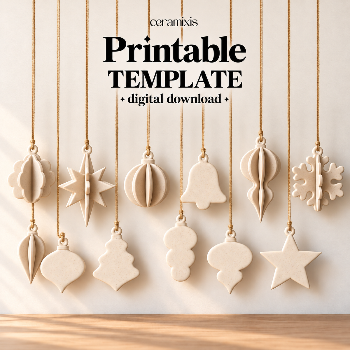 Ceramic Christmas Ornament Pottery Template, Slab Building Christmas Decorations, Printable Digital Download