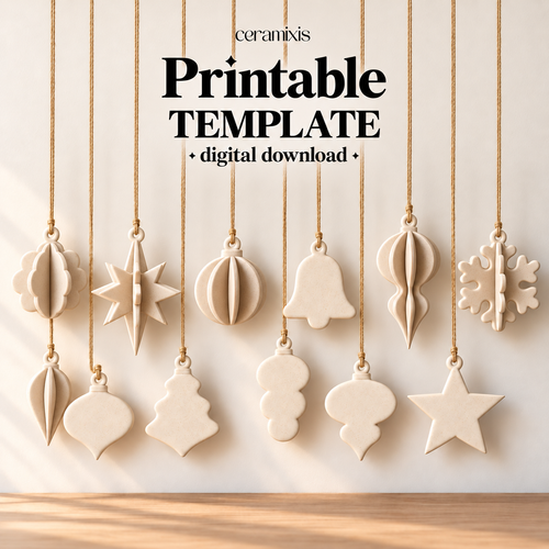 Ceramic Christmas Ornament Pottery Template, Slab Building Christmas Decorations, Printable Digital Download