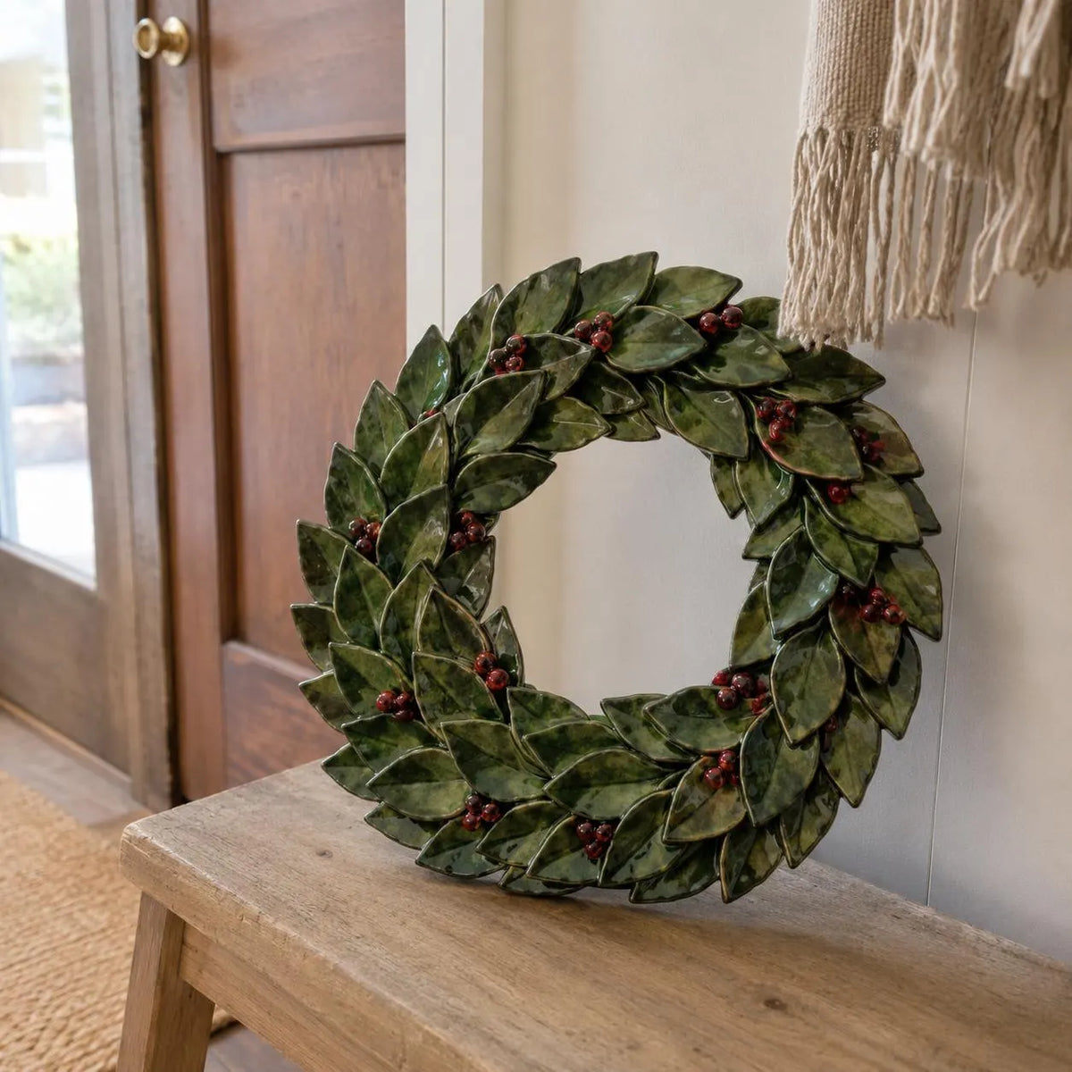 Ceramic Christmas Wreath Template, Door Decor, Slab Building Pattern, Holiday Pottery, Digital Download PDF