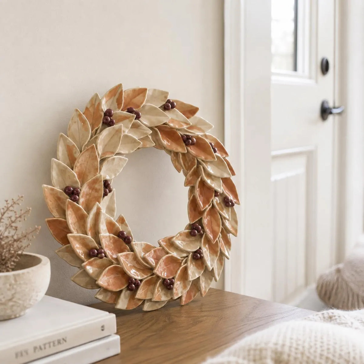 Ceramic Christmas Wreath Template, Door Decor, Slab Building Pattern, Holiday Pottery, Digital Download PDF