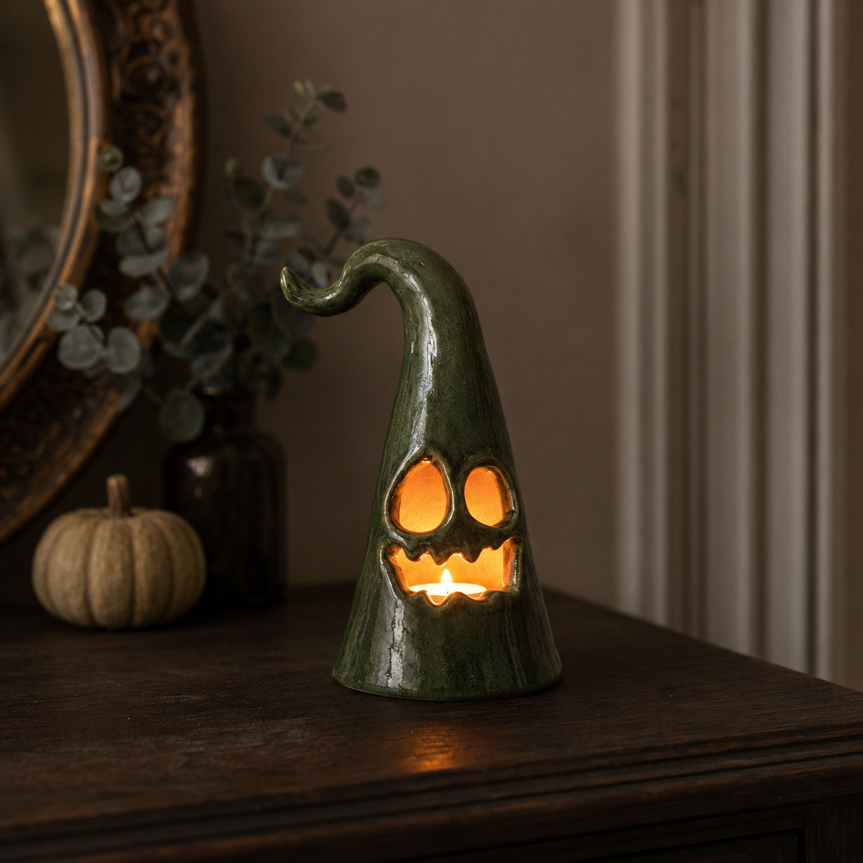 Ghost Candle Holder Pottery Template, Halloween Decor – Design 1, Ceramic Slab Building, Digital Download