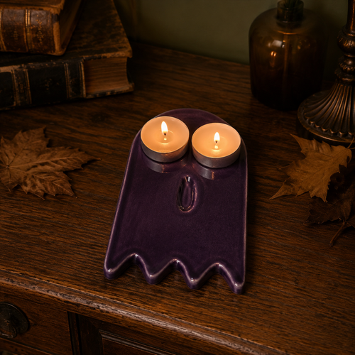 Ghost Candle Holder Pottery Template, Halloween Decor – Design 2, Ceramic Slab Building, Digital Download