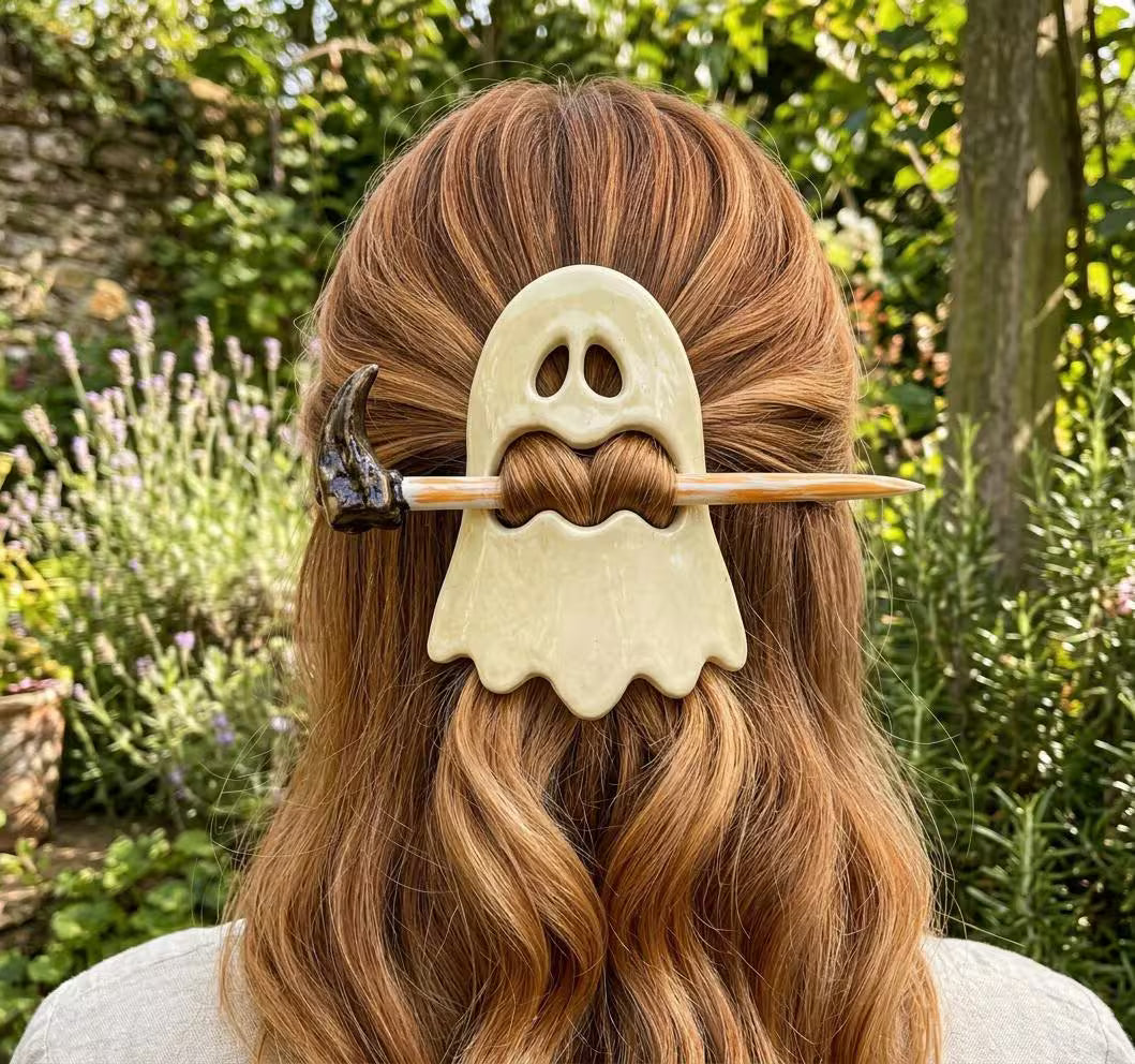 Halloween Hair Stick Set Pottery Template, Skull Hair Clip, Ceramic Slab Building, Digital Download