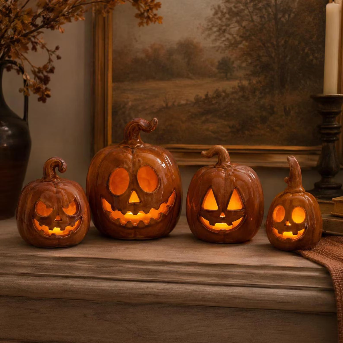 Halloween Luminary Pottery Bundle, 5 Printable Slab Building PDF Templates, Ghost Pumpkin Witch Bat