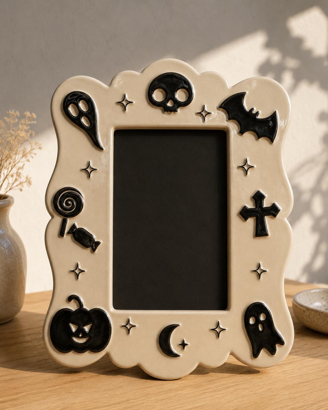 Halloween Photo Frame Pottery Template, Halloween Decor, Ceramic Slab Building, Digital Download
