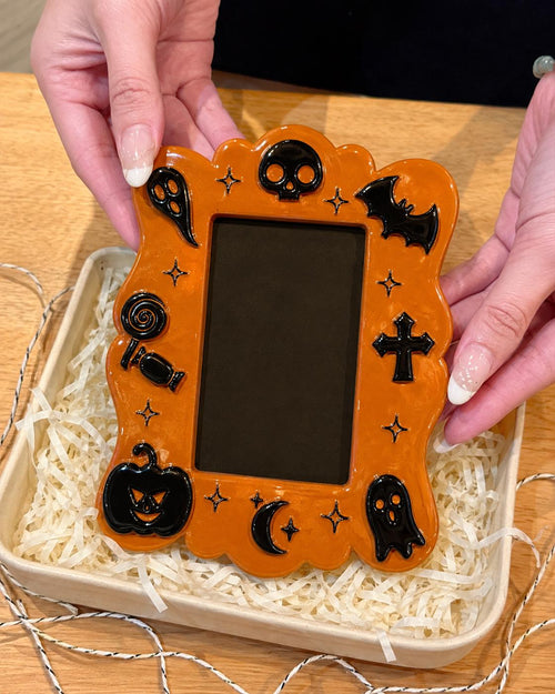 Halloween Photo Frame Pottery Template, Halloween Decor, Ceramic Slab Building, Digital Download