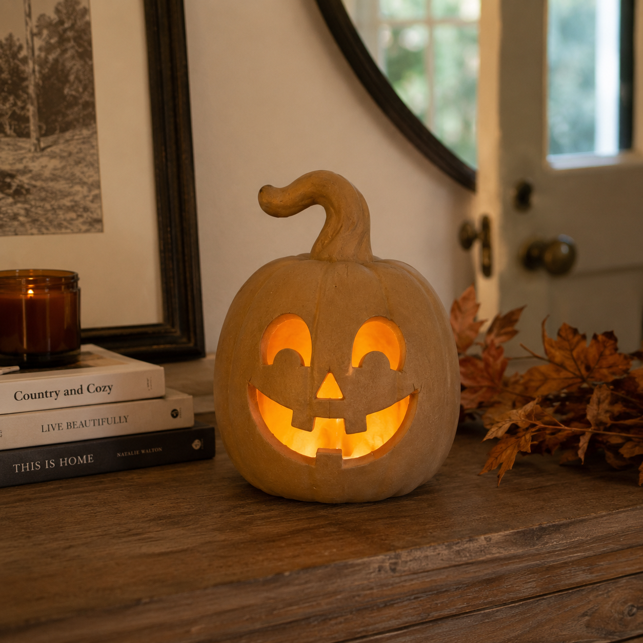 Pumpkin Candle Holder Pottery Template, Halloween Decor, Ceramic Slab Building, Digital Download