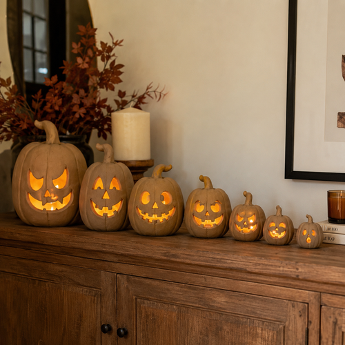 Pumpkin Candle Holder Pottery Template, Halloween Decor, Ceramic Slab Building, Digital Download
