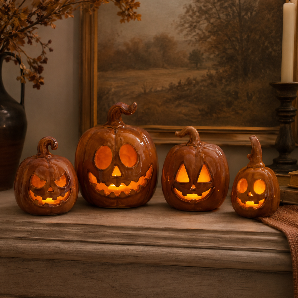 Pumpkin Candle Holder Pottery Template, Halloween Decor, Ceramic Slab Building, Digital Download